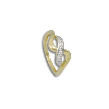 Zlatý prsten Wavelet - posázený bílými zirkony