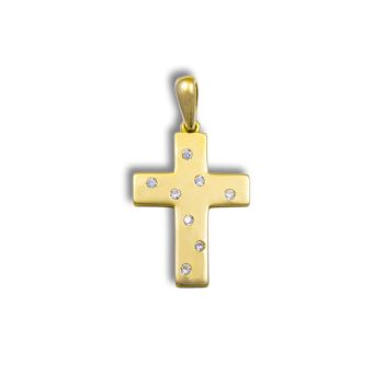 Zlatý přívěsek Křížek - osazený zirkony