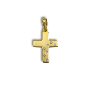 Jemný zlatý přívěsek Křížek - osazený zirkony
