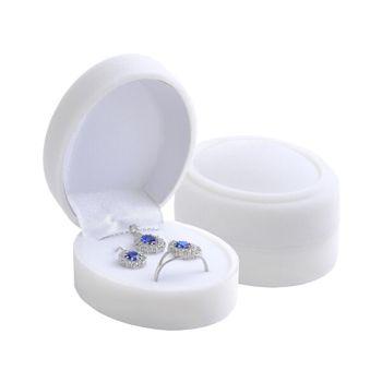 Sváteční sametová bílá krabička - na náušnice, přívěsky, prstýnky a sadu dětských šperků